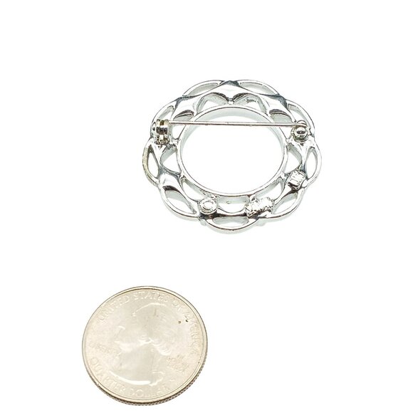 Sarah Coventry Vintage Sparkle Circle Brooch with Rhinestones Circular Design - Picture 2 of 2